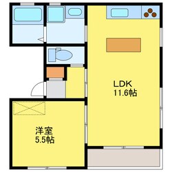 富田小学校前 徒歩3分 1階の物件間取画像